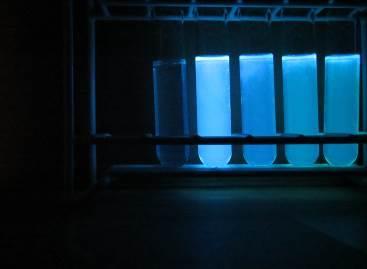 ルミノール溶液を約 3 まで冷やす 暗室で ルミノール溶液の入った三角フラスコ内に触媒溶液を加える 発光の様子を撮影し 照度計 ストップウォッチを使用して光の強さと発光時間を調べる 4.