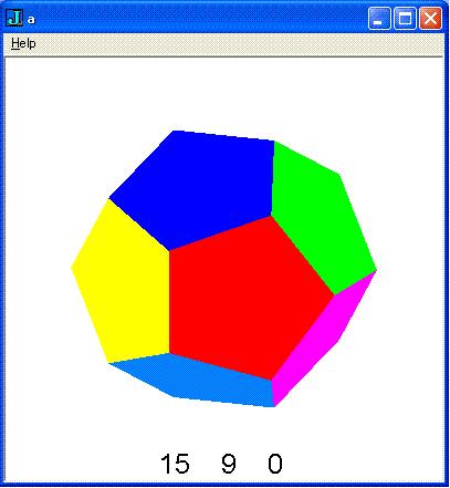 JAPLA シンポジウム資料 2009/12/5 J の OpenGL グラフィックス - その 5 - 正 12 面体と正 20 面体を動かす - 西川利男 正 12 面体と正 20 面体との頂点座標が別報 [1] のように計算されたので それを用いて J の OpenGL により 3 D グラフィックス図形を描き いろいろ動かしてみる 1.