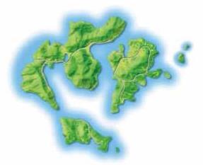 余りの小島で構成 総面積は約 350k m2, 人口は約 21,100 人 (