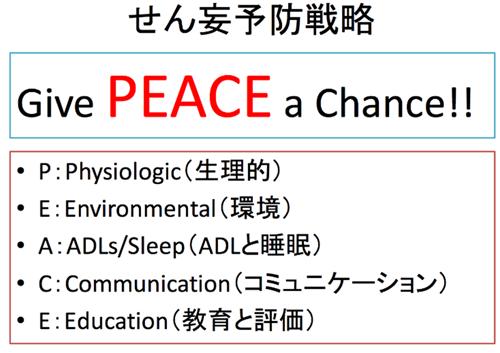 図 4 Give PEACE a Chance 参考文献 1. van den Boogaard M1, Pickkers P, Slooter AJ, et al.
