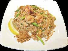 00 special stir fried rice noodles with chicken or prawns & bean sprouts topped with crushed peanuts T-9 Pad Woonsen E 11.