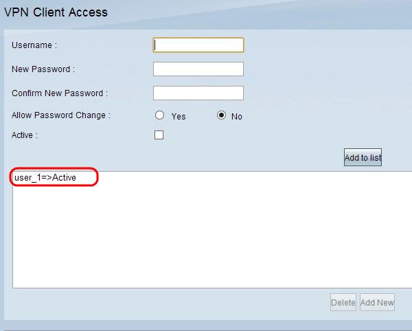 ステップ 2. Username フィールドで VPN クライアントのためのユーザ名を入力して下さい ステップ 3. 新しい Password フィールドでユーザ向けのパスワードを入力して下さい ステップ 4.