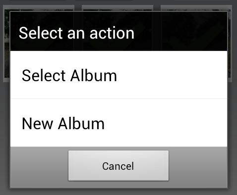 Select All : 全てのファイルを選択 Clear All : 全ての選択を解除 4 OK ボタンをタップします 5 New Album を選択し
