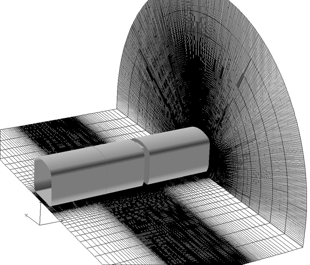 車間部 ( 車両連結部 ) 空力騒音シミュレーション メッシュ数 :1 億 5000 万要素 (6 面体要素 ) コンピュータ : 地球シミュレータ ( スーパーコンピュータ ) 計算コード