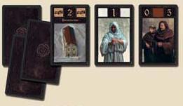 セット内容 1 ゲームボード 8 プレイ駒 バスカヴィルのウィリアム ( 茶色大きな駒フード付き ) メルクのアドソ ( 茶色小さな駒フードなし ) 6 修道士 ( 赤 青 白 灰 黒 橙 ) 2*6 マーカー