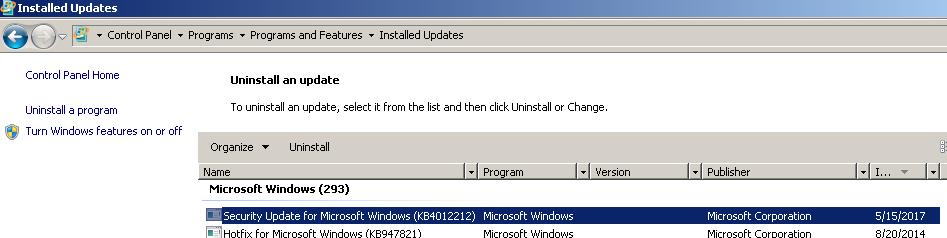 3.5 インストール後の確認更新プログラムの適用を確認します 1. Windows タスクバーのスタートをクリックし, Control Panel を選択します Windows 10 の場合は,Windows タスクバーのスタートを右クリックして表示されるメニューから Control Panel を選択します 2.