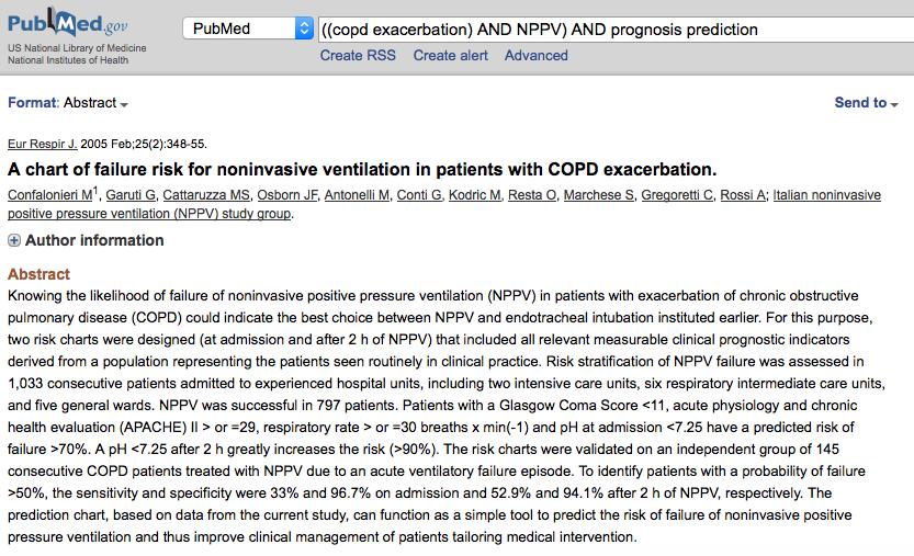 PubMed で検索 COPD exacerbation AND NPPV