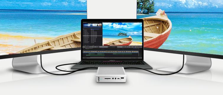 DisplayPort TS3 Plus は 最大 4K の解像度をサポートするフルサイズの DisplayPort を備えています DisplayPort は 変 換ケーブルまたはアダプタを使用して HDMI や Mini DisplayPort VGA DVI に容易に変換することができます 注意 :TS3 Plus の DisplayPort は アクティブな DisplayPort