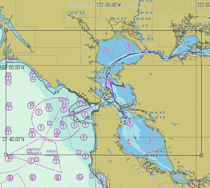 国総研資料 No.477 図 -4.11.8 サンフランシスコ湾 - 航行実態 8 船種 : 一般貨物船観測隻数 :0 隻 図 -4.11.9 サンフランシスコ湾 - 航行実態 9 船種 : バルク船観測隻数 :5 隻 図 -4.