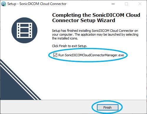 (8) インストール後に SonicDICOM Cloud Connector を起動し設定を行う場合は Run
