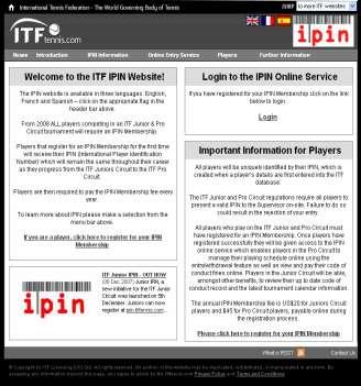 新規登録 ITF 公認大会に参加するすべての選手は IPIN 登録が必要です 1 登録ページへ IPIN 登録サイト https://ipin.itftennis.