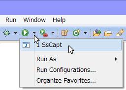 .. をクリックし Java Application を選択して New ボタンをクリックしてください Name: は New_configuration となっていますが SsCapt に変更します 次に Project