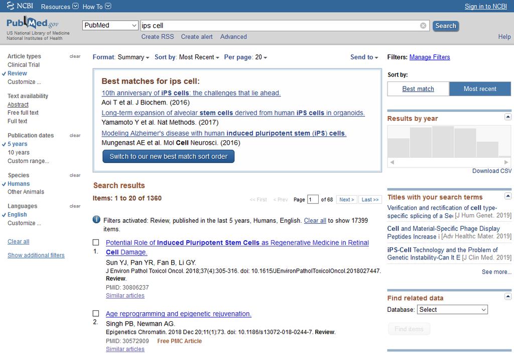 テーマから雑誌論文を探す ( 医学 生命科学分野 ) PubMed 例題 1 ips 細胞 (ips cell) についての英語論文を探す 検索結果に UTokyo Article Link ボタンが出る (p.4 参照 ) PubMed 学内から 農学生命科学図書館ホームページ 定番データベース から ( 東大専用入口 ) http://www.ncbi.nlm.nih.gov/pubmed?