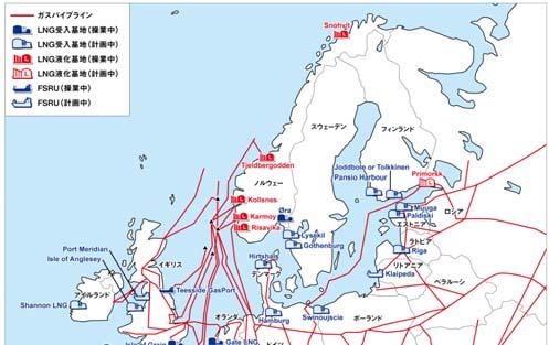 欧州の LNG 基地 ( 計画中含む ) 出所 :JOGMEC 作成 15 欧州で計画中の主な LNG 基地 国名 プラント名 受入開始年 スウェーデン Lysekil 2014 Gothenburg 2015 Joddbole or Tolkkinen 2019 フィンランド Pansio Harbour 2015 Tornio Harbour 2016 エストニア Paldiski