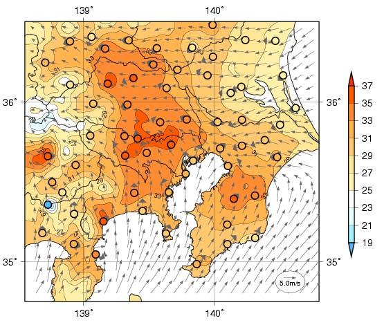 ヒートアイランド現象が顕著に現れる気象条件となり 最高気温 は名古屋で 36.3 岐阜で 34.