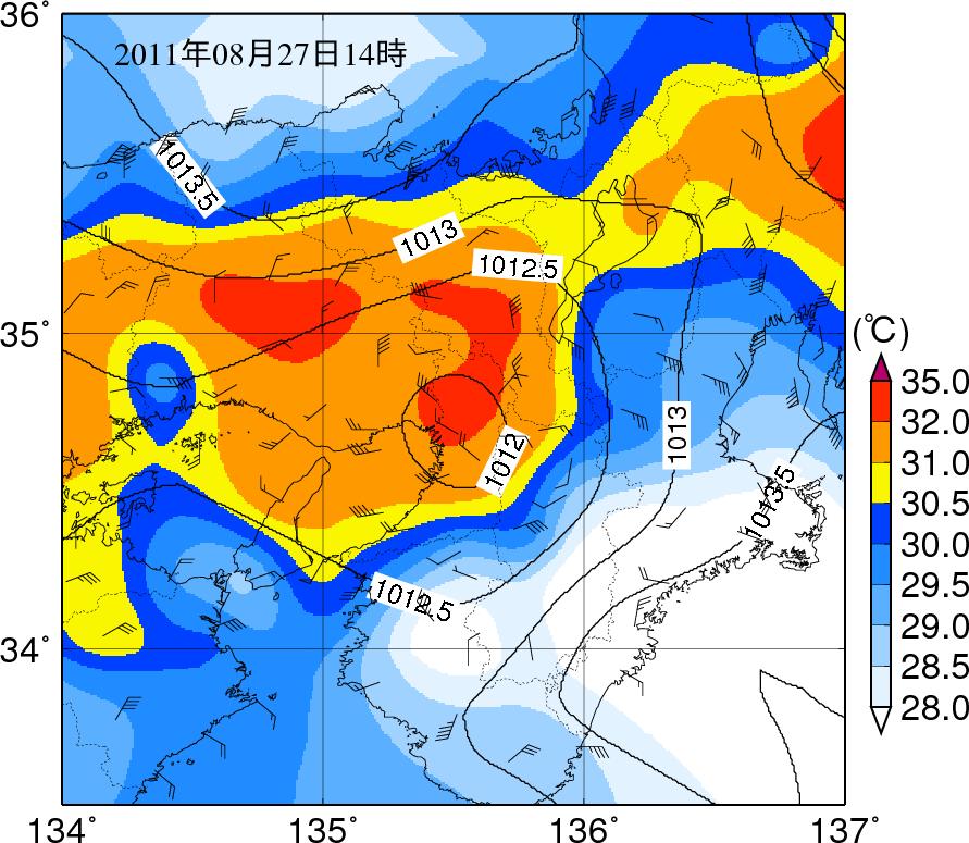 MSMともに紀伊山地の雨は予測している ものの 16時の大阪の大雨や18時の兵庫の大雨を予測す ることはできていなかった