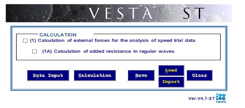 VESTA-ST - 試運転時波風外力算定プログラム - 海上試運転の公正な実施を促進するため 海上試運転 ( 速力試験 ) での波浪修正法である NMRI 法をプログラム化し 国内外に無償公開 海上試運転の解析を目的とする場合にご提供します ( 利用申請をご提出いただきます ) 3.