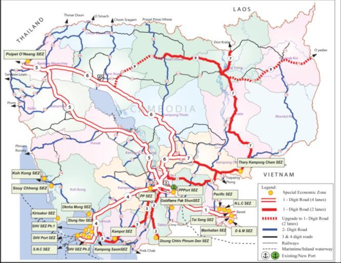 図 1-10 道路網整備計画 (2030 年 ) 出所 :MPWT ADB が中心となって推進している大メコン圏地域戦略の提唱 (The Greater Mekong Subregion Economic Cooperation Program Strategic Framework, 2012-2022) は カ国にも大きく影響をしており