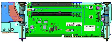 PCI ライザーの位置には PCIe カードを搭載しない場合には DL38x Gen10 Plus 1st/2nd ライザー用キット, リテーナ無 (P38771-B21) が必要 同時にサード PCI ライザーの位置に PCIe カードを搭載する場合には DL38x Gen10 Plus 3rd ライザー用キット, リテーナ無 (P38774-B21) が必要 サードライザーオプション
