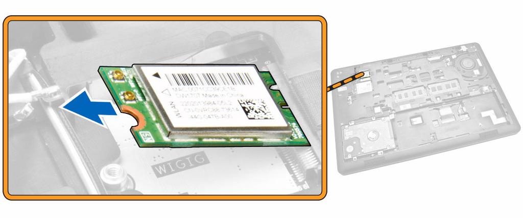 WLAN カードをコンピュータに固定しているネジを外します [2] 4. WLAN カードをコンピュータから取り外します WLAN/WiGig カードの取り付け 1.