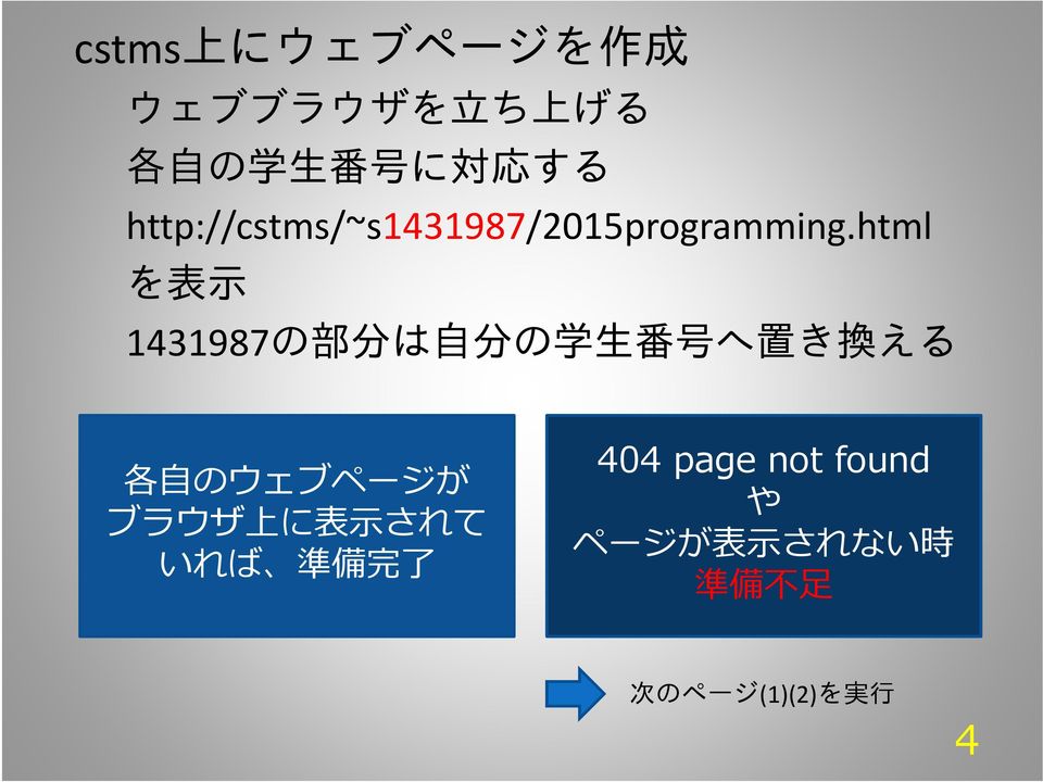 html を 表 1431987の 部 分 は 分 の 学 番 号 へ 置 き 換 える 各 のウェブページが