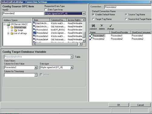 WinCC/IndustrialDataBridge 機能 インターフェース : 下の表に 使用可能なデータソースとデータ保存先を示します 提供側 ( データソース ) 使用側 ( データの保存先 ) Microsoft Access Microsoft SQL Server MySQL ODBC ( 新規 ) Oracle 8i 9i 10i) OPC Data Access V2