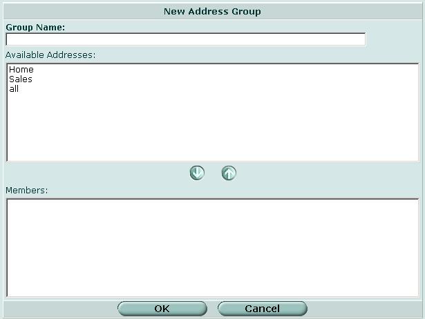 ファイアウォール - アドレス アドレスグループの設定 図 134: アドレスグループのオプション [Group Name] [Available Addresses] [Members] アドレスグループを識別する名前を入力します ファイアウォールポリシー内での混乱を避けるために アドレス アドレスグループ