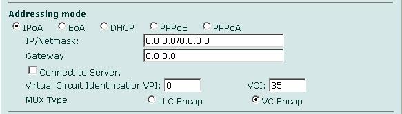 システム - ネットワーク インタフェース ADSL インタフェースの設定 [MTU] MTU を変更するには [Override default MTU value (1500)] をオンにし インタフェースのアドレッシングモードに基づいた MTU サイズを入力します 静的モードの場合は 68 ~ 1,500 バイト DHCP モードの場合は 576 ~ 1,500 バイト PPPoE