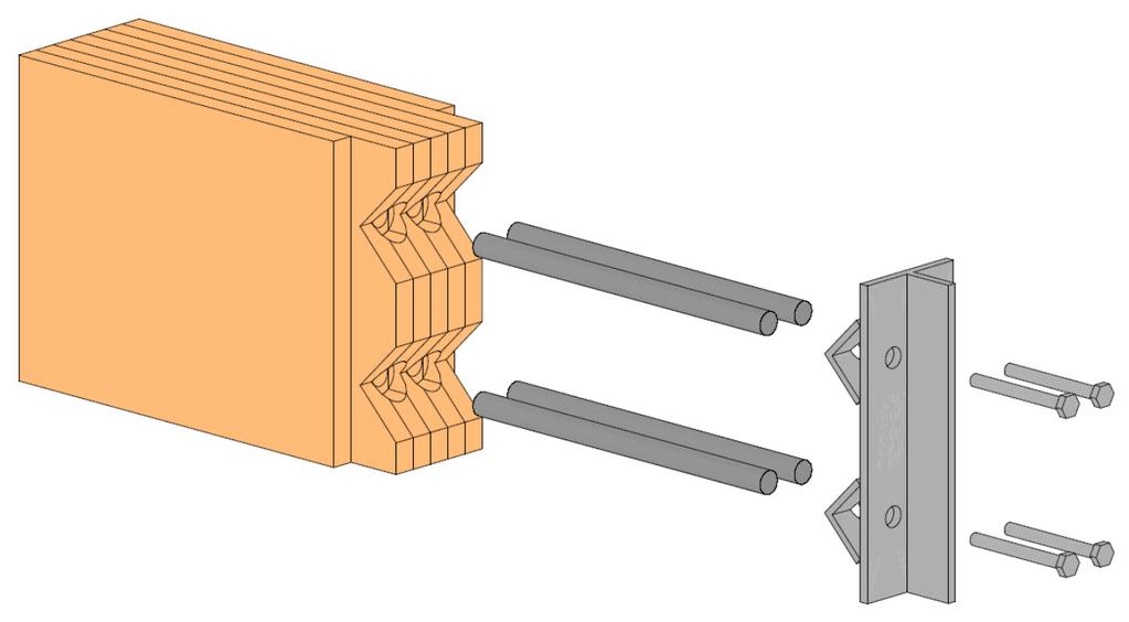 CLT パネル CLT パネルは 矩形の7 層 7プライの厚さ 2mm のものにダンパー設置金物 <LSB 接合部 > の等辺山形鋼と接する部分にV 字 (5 )
