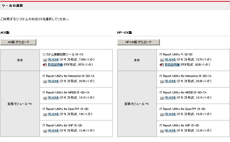 3.IT Report Utility の入手方法 ITRU の入手 ITRU は次の Web 上にて公開していますので ダウンロードして入手願います なお ツールの入手に関して 新規のサポート契約や費用が発生することはありません 公開サイト URL http://www.hitachi.co.jp/cgi-bin/soft/sjst/select_open.