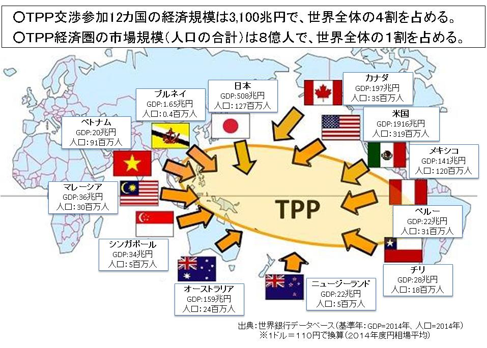 Ⅰ.TPP 協定の意義 21 世紀型の新たなルールの構築 - TPPは モノの関税だけでなく サービス 投資の自由化を進め さらには知的財産 電子商取引 国有企業の規律 環境など 幅広い分野で21 世紀型のルールを構築するもの - 成長著しいアジア太平洋地域に大きなバリュー チェーンを作り出すことにより 域内のヒト モノ 資本 情報の往来が活発化し