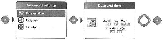 確認ボタン (j) で決定して下さい 3 メニュー操作 (d h) で月 日 年 時間を選ぶことができます 4 メニュー操作 (c i)