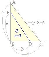 D(1, 3) を通るから 3=a+b (1) B(4, 3) を通るから 3=4a+b (2) a, b の連立方程式 (1)(2) を解く.