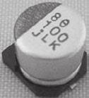 小形アルミ電解コンデンサ表面実装対応 長寿命 縦形チップ部品 (105 ) アルチップ -MLK TM シリーズ 面実装 耐洗浄 長寿命 高さ6.1mm 105 5,000 時間保証 定格電圧:6.3~35V 静電容量:4.