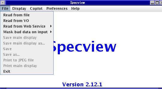 Specview specview 起動 File メニューから Read from file/read from VO