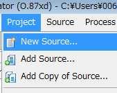 新規ファイル ( テストベンチファイル :VHDLTestBench) の作成 1. [Project] - [New Source] を選択します 2.