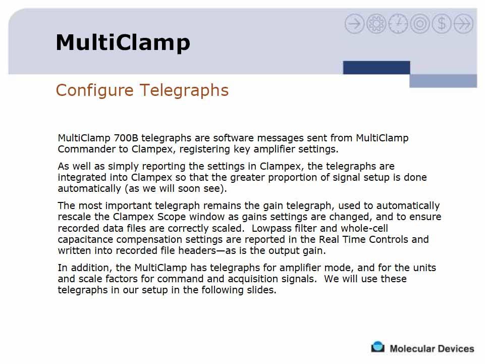 MultClamp 700 Telegraph MultiClamp Commander Clampex Clampex Telegraph Clampex Signal Telegraph gain gain Clampex gain gain