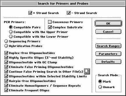 2.Search メニューで Primers&Probes を選択する 3.