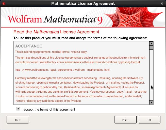 (12)Mathematica Licence Agreement ウィンドウ ( 図 5)