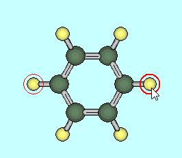 に置換していくことでスチレン分子をモデリングします 緑の C