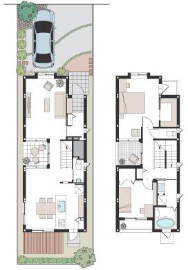 m2 31 坪建築面積 /52 m2 狭小間口の戸建住宅を連棟で建設した例