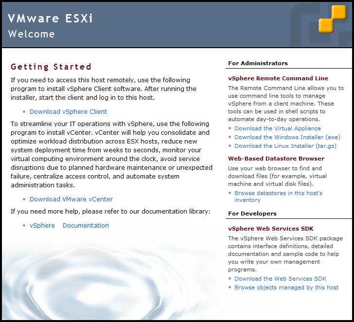 SMA 500v のインストール ESXi に付属する vsphere クライアントを使用して OVA ファイルを配備できます vsphere クライアントを取得するには ブラウザで ESXi サーバを開き Download vsphere Client (vsphere クライアントのダウンロード )