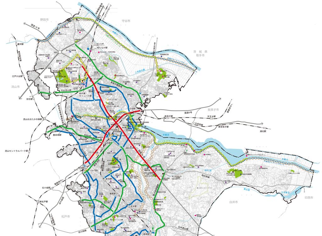 計画対象路線 柏駅周辺拡大図 計画対象路線の延長 市 道 約 51km 約 0.