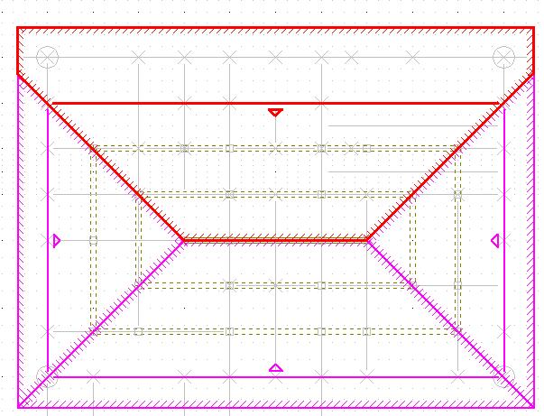 構造計算 : 小屋伏図 対処方法 ( 例 ) 屋根形状の属性変更において [ 軒の出 ]