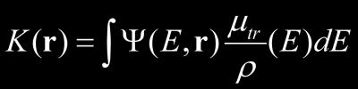 KERMA (Kinetic energy released per unit mass) TERMA (Total energy released per unit mass) 定義式 定義式 Ψ: エネルギーフルエンス (J m -2 MeV -1 ) E: エネルギー (MeV)