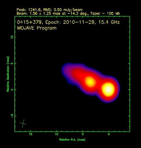 基本情報 電波銀河 3C 111 BLRG FRⅡ 型の電波銀河 ( 赤方偏移 z = 0.049:1mas = 0.947pc) Fermi 衛星でγ 線が検出された数少ない電波銀河 1.