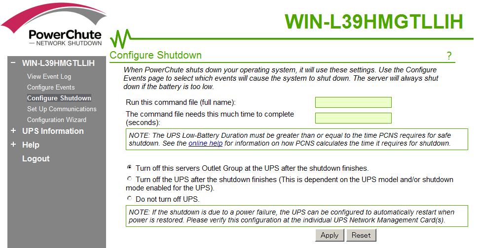 3.PCNS の設定画面の保存 Configure Events 画面 Configure