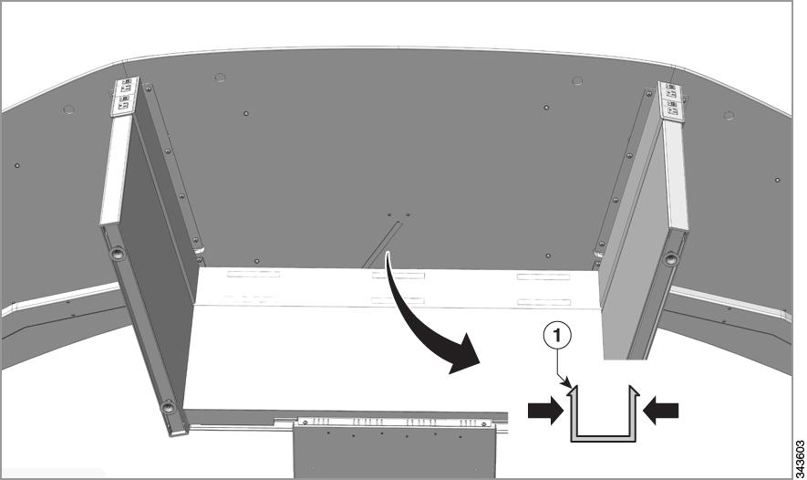 ステップ 11 マイクケーブルカバーを中央テーブルの裏面の所定の位置にクリップ留めします このクリップにより マイクケーブルが自身のチャネルから垂れ下がることがなくなり テーブル裏の外観がきれいになります