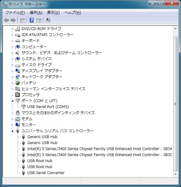 3.2. パソコンの確認事項 (1) 電源 ON 状態の MES-300 と パソコンを USB ケーブルで接続します (2) 次の手順でデバイスマネージャを起動し 下記項目を確認します <Windows XP / Windows Vista の場合 > コントロールパネル ( パフォーマンスとメンテナンス ) システム をクリックし ハードウェア タブからデバイスマネージャを起動