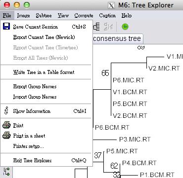 1 Original tree タブを選択しオリジナルの系統樹を表示 2 メニューバーの